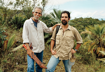 Roberto Antonio Pedraza Muñoz with his son Roberto Pedraza Ruiz, both work in GESG's Land: Conservation program.  Photograph by Ewan Burns